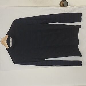 Michael‎ Stars Blue Black Striped Long-sleeve Mock Turtleneck Shirt